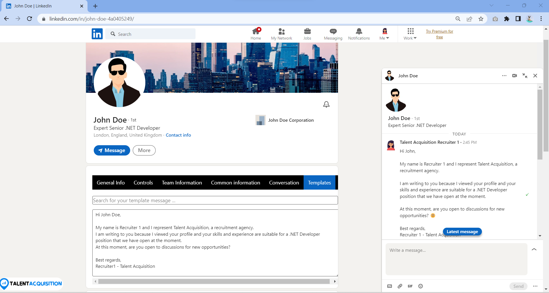 talent acquisition linkedin chrome extension